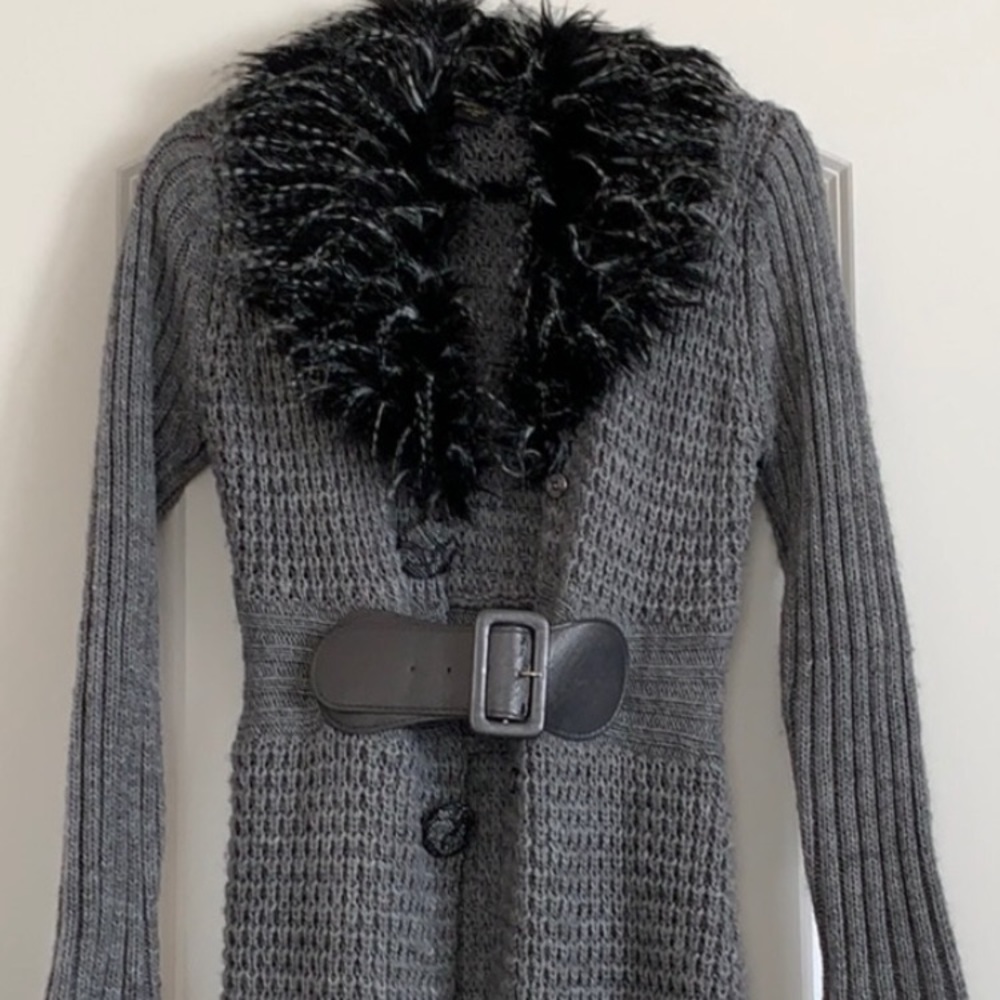 Radzoli Sweater Coat with faux fur.